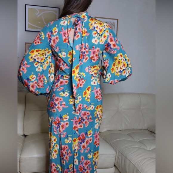 Paul & Joe Turquoise Floral Maxi with neck tie - Picture 5 of 13